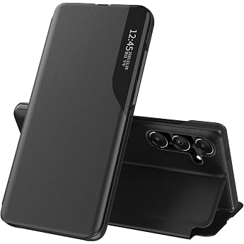 Mobile Phone Case for Samsung Galaxy S25 Case Clear View Foldable Leather Flip Case Galaxy S25 Case with Stand 360  Shockproof and Scratch-Resistant Flip Case Protective Cover for Samsung S25 5G Cover Black