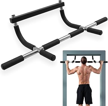 Iron Chin Up & Pull Up Bar Gen. 1 Heavy Duty Multi-Grip Home Gym Bar, No Screws, Fits Doorways 24"34", 440 lbs Capacity, Build Upper Body Strength Biceps, Triceps, Lats & Core