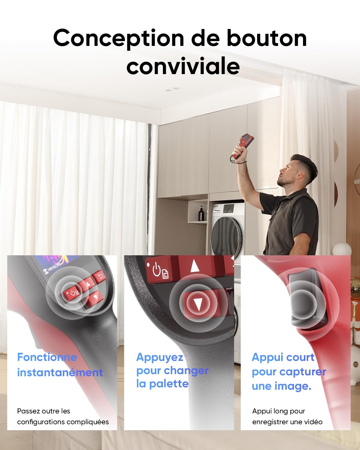 HIKMICRO D01 Caméra Thermique, Résolution Supérieure 240x240, SuperScene, Caméra d'Imagerie Thermique 96x96, Batterie de 3350mAh pour 11 heures d'autonomie, Enregistrement de Photos et Vidéos