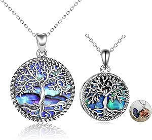 ONEFINITY Tree Of Life Locket Necklace, Sterling Silver Small Locket Necklace Can Hold Photo Tree Life Small Locket Pendant Suitable Women Wives Girlfrie - View #7