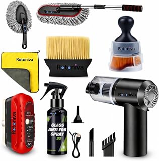 ROTONIVA 8 PCS Car Cleaning Kit with 120W Portable Vacuum Cleaner, Interior Detailing Accessories, Duster, Detailing Brus... Price In India