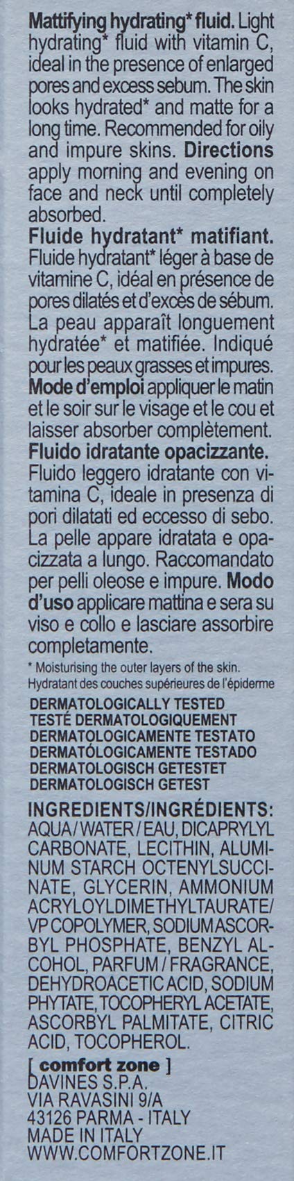 Active Pureness Fluid, Mattifying Hydrating Moisturizer, Vitamin C, Oil-Free Face Lotion, Anti-Shine Primer for Oily Acne Prone Skin, Men & Women, Made in Italy, 1.01 Fl Oz