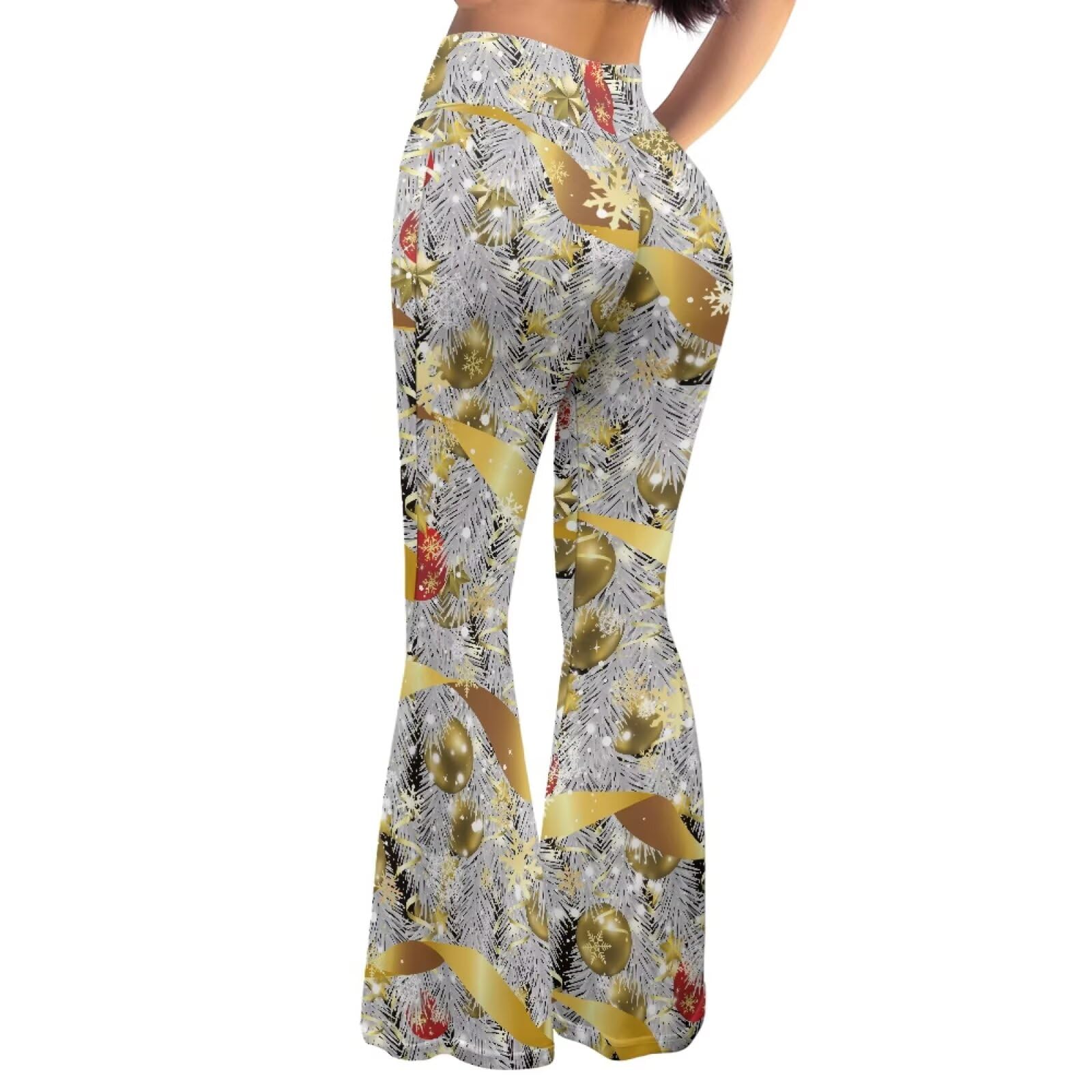 SYtrade Christmas Tree Bell Silver Women's Flared Leg Yoga Pants Bootcut Yoga Pants Long Workout Pants