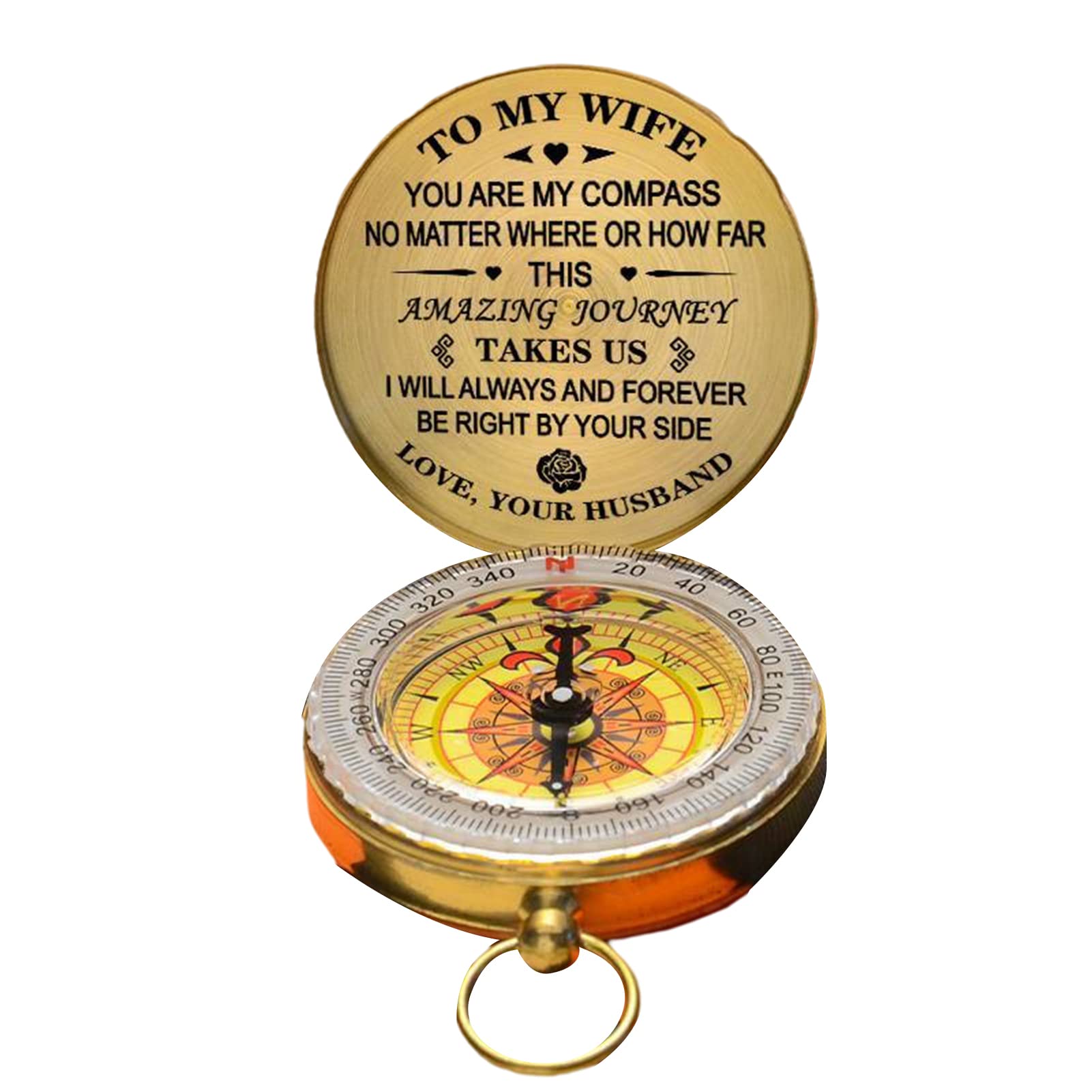 Aoguaro Dad To Son Enjoy The Ride Compass, Hiking Survival, Vintage Personalized Sundial Compass Decor, To Men Women Son Daughter Husband Wife Grandson Gifts