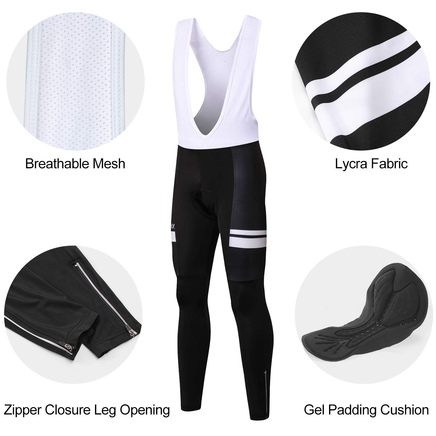 INBIKE Pantalon Cyclisme Homme VTT Bretelle Pantalon de Vélo Cycliste Respirant Rembourré 3D Gel Collant Long