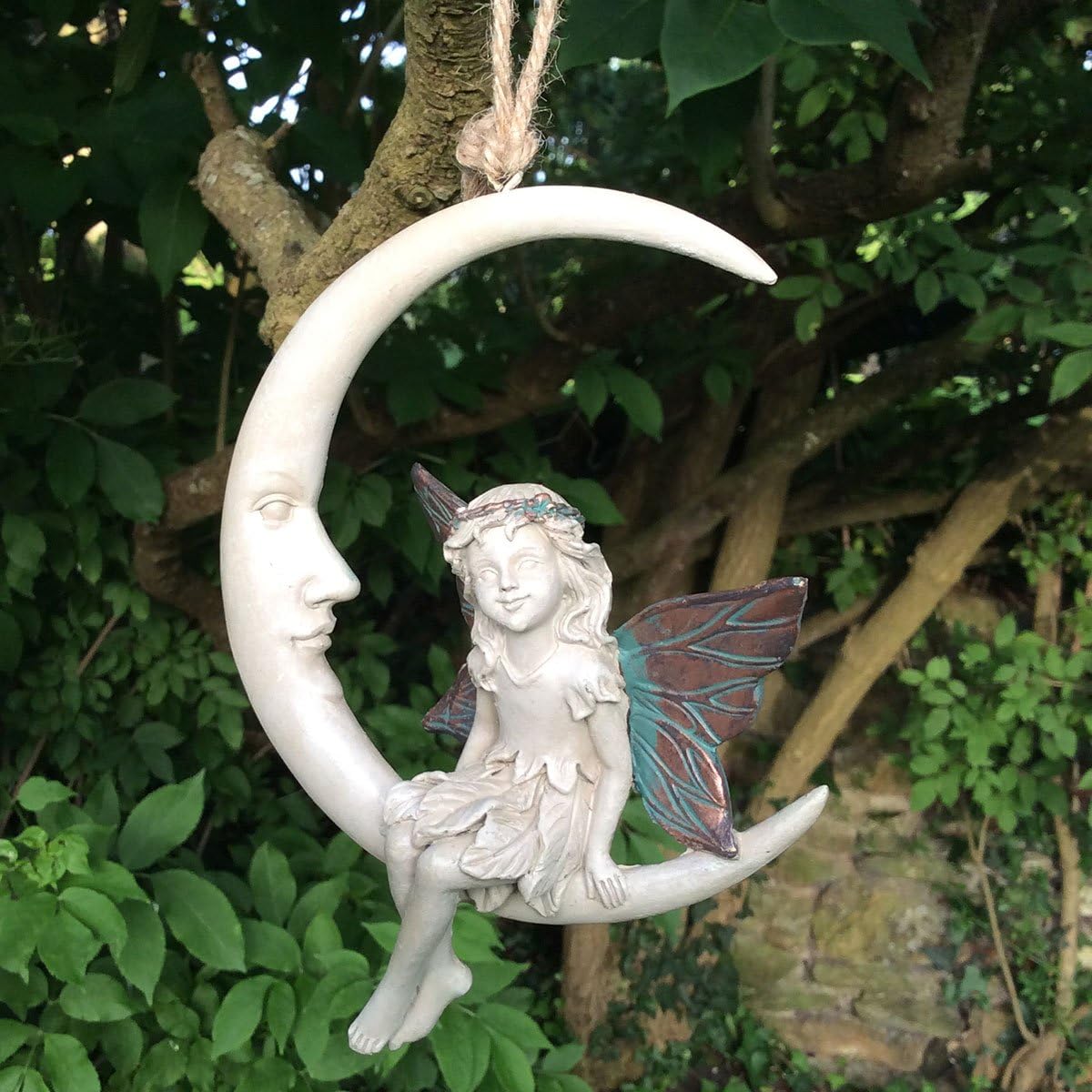 Prezents.com Forest Fairy Dream Catcher Elva Copper Winged White Sculpture Figurine Art Deco Girl Garden Home Decor Gift H15cm