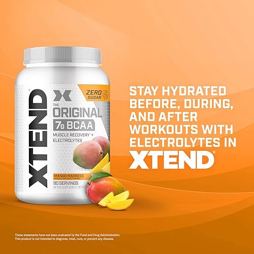 Miniatura 36 de XTEND Original Polvo de BCAA sabor Frambuesa azul, para bebida de recuperación muscular sin azúcar con aminoácidos, para después del entrenamiento,