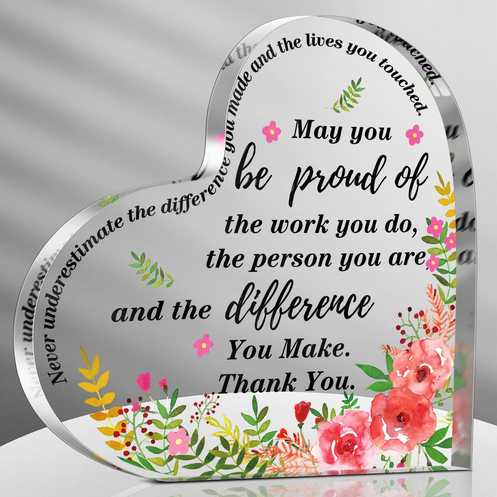 Yinder Thank You Gifts for Women Appreciation Gifts for Coworker Employee Nurse Teacher Leader Boss Inspirational Quotes Acrylic Desk Decor for Home Office Farewell Retirement