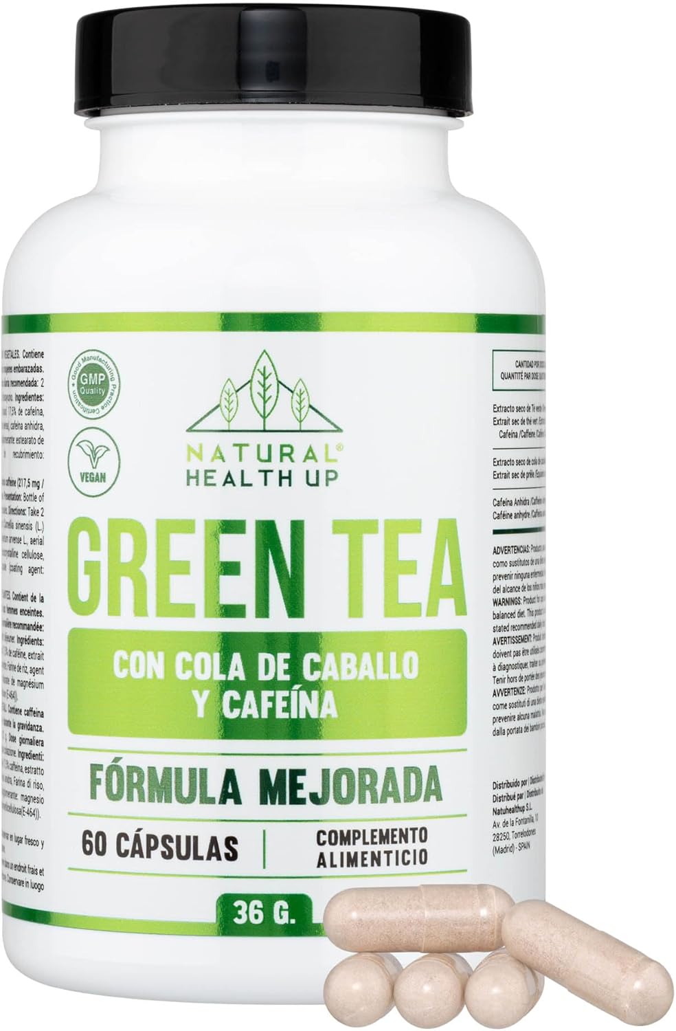 Té verde, cola de caballo y cafeína - 60 cápsulas veganas - Fórmula mejorada 3 Té verde con cola de caballo y cafeína - 60 cápsulas – 100% vegano – Fórmula mejorada - ¿Vale la pena?