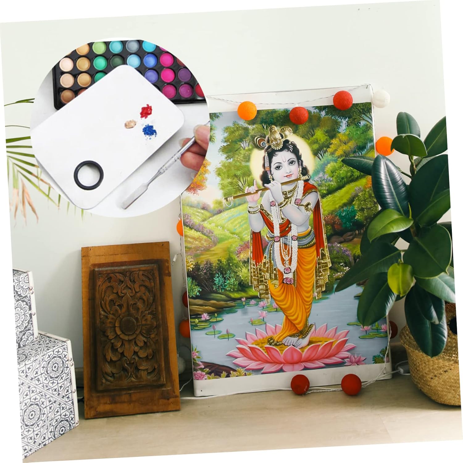 Stainless Steel Makeup Palette with Mixing Spatula Cosmetic Blending Tool for Foundation Blush Lip Eyeshadow Durable Design for Professional Makeup