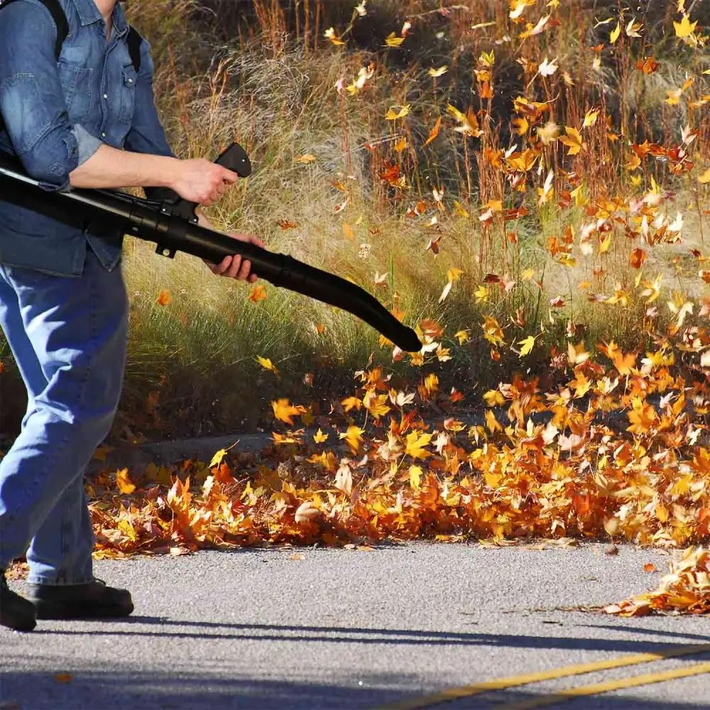 Soffiatore A Scoppio 43cc A Zaino Per Foglie E Detriti Motore 2 Tempi 1,25kW Portata Aria 720 m³/h Serbatoio 1,2L Leggero Per Giardino Parchi Viali E Aree Esterne