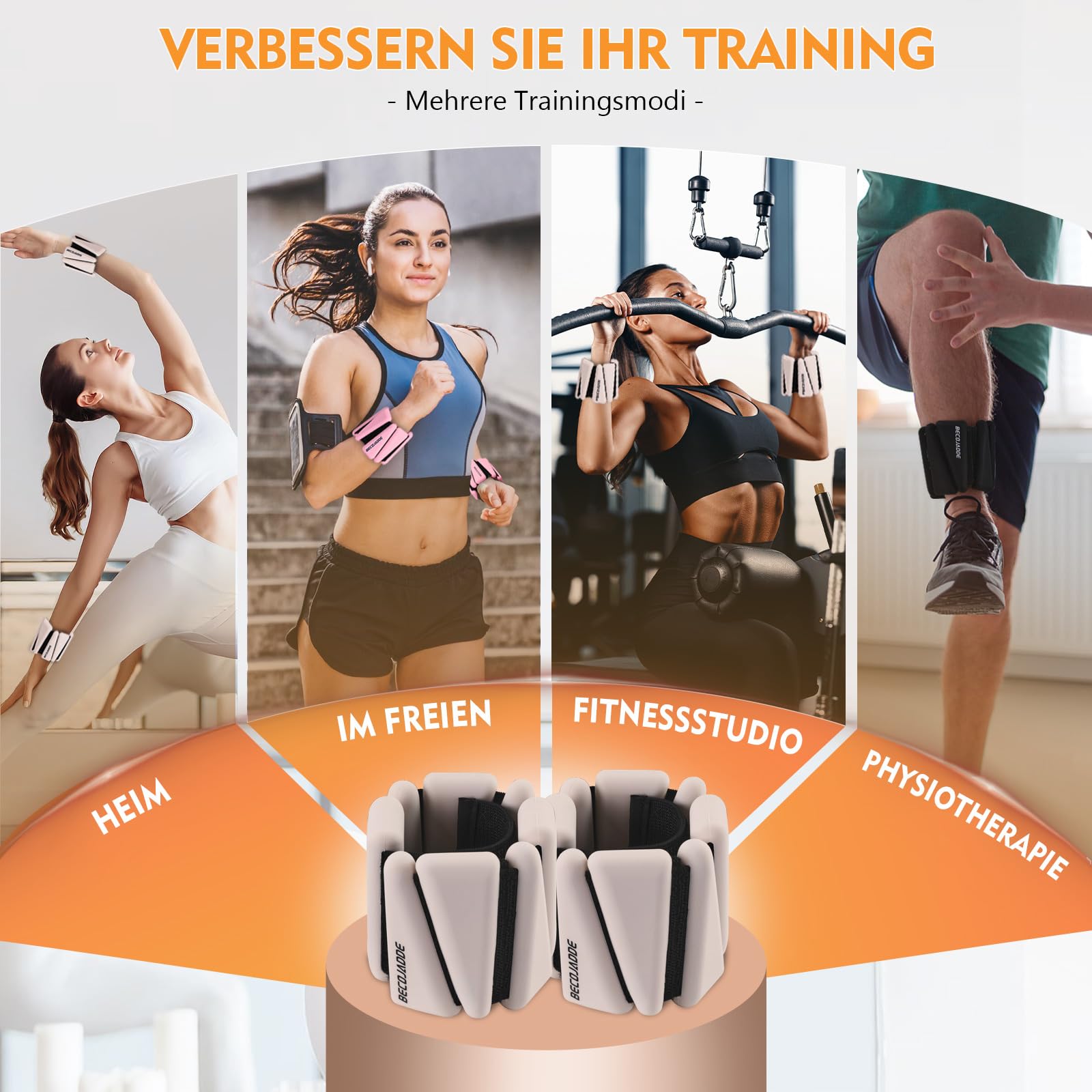 BECOJADDE Ankle Weights Set von 2 (Je 0.45kg / 0.9kg) für Frauen Männer Gewichtsmanschetten für Beine und Arme Adjustable Handgelenk Gewichte for Home Pilates Joggen Walking Workout Yoga