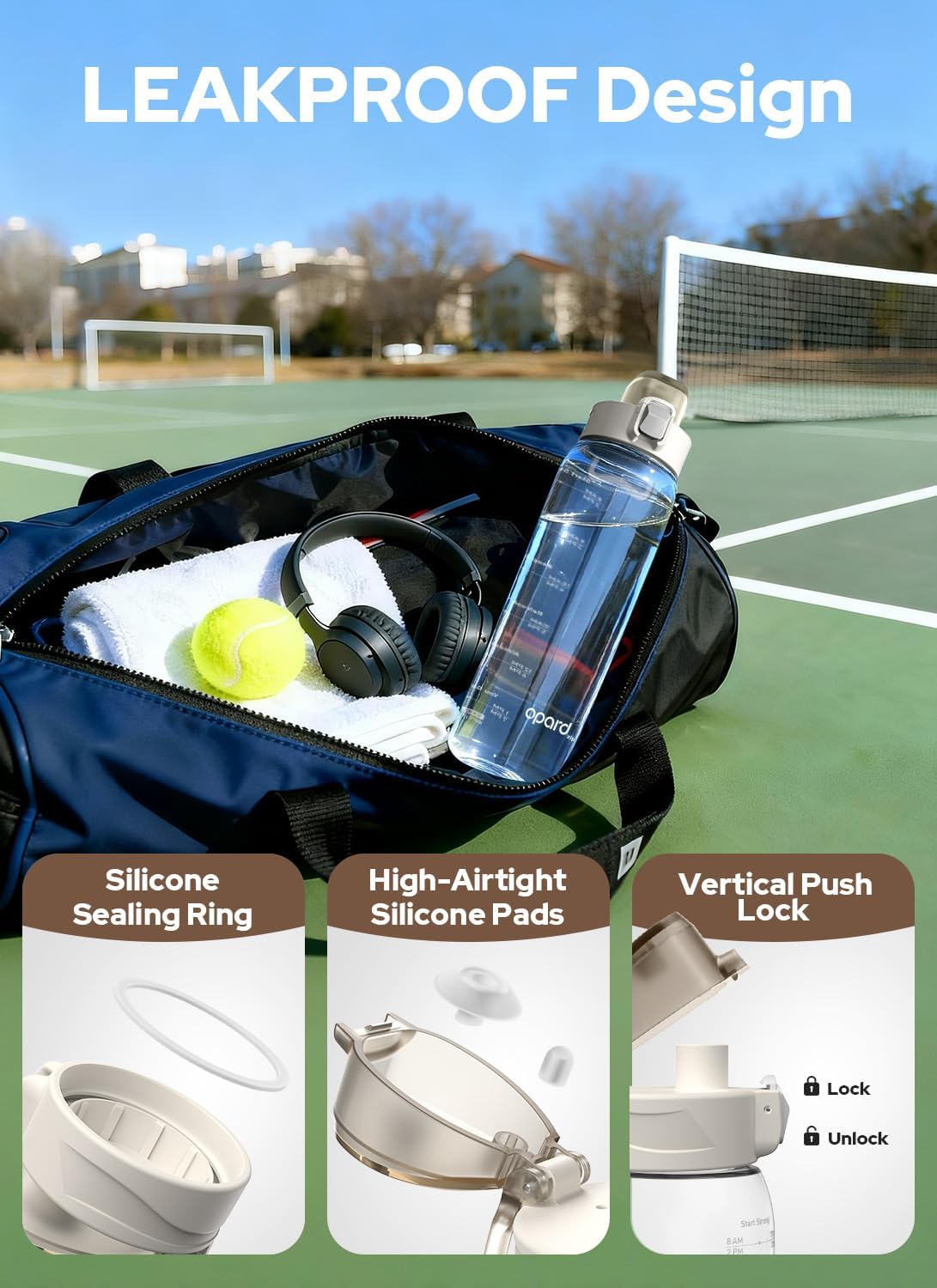 Opard 32oz Plastic Water Bottle Dishwasher Safe, Leakproof Flip-Top Lid, BPA Free Tritan, Wide Mouth Reusable Sports Water Bottle for Gym Hiking Commuting Outdoor Travel and School - Image 4