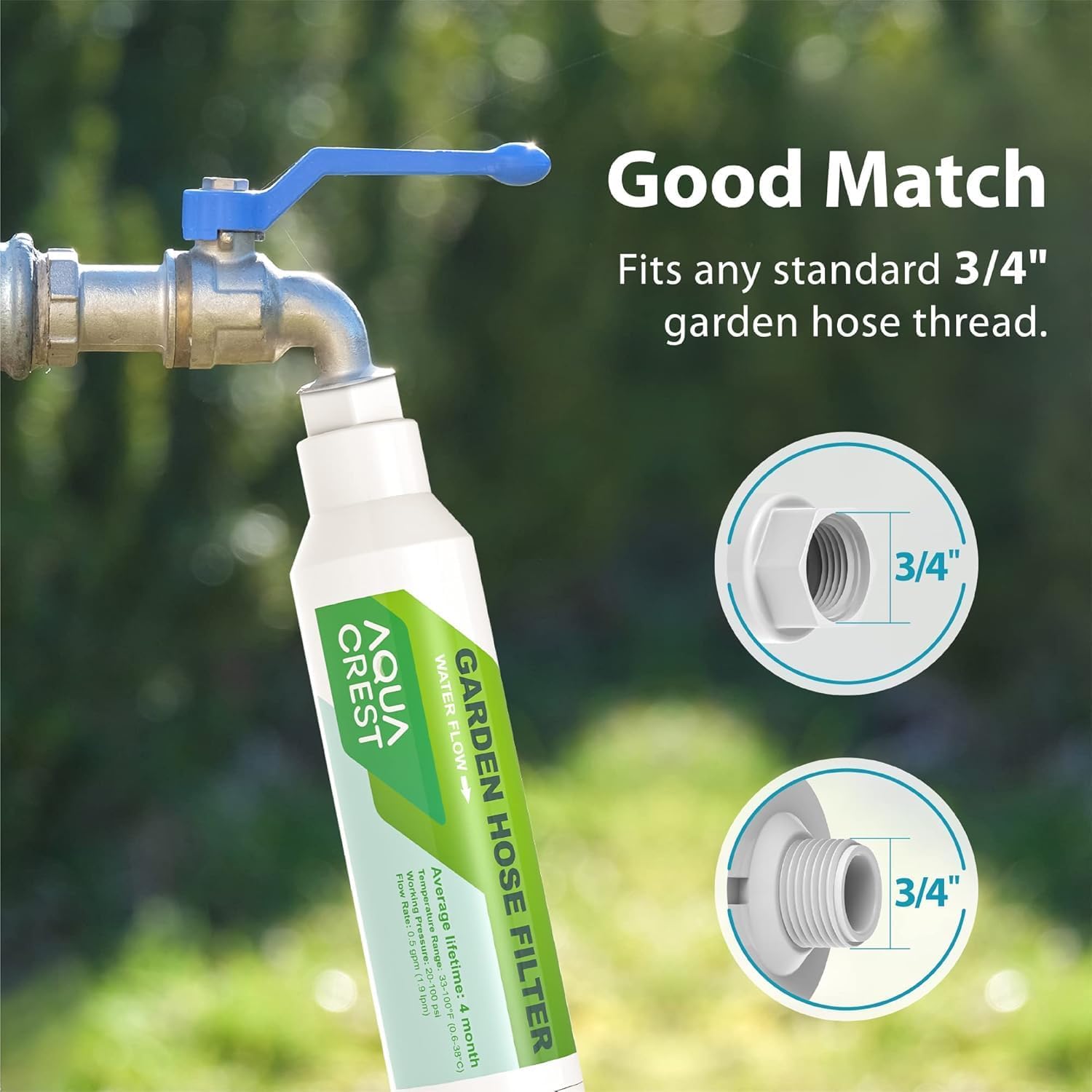 AQUACREST Garden Hose Water Filter for Plants, Greatly Reduces Chlorine, Odor, Improve Plants Health, Ideal for Organic Gardening, Farming and Pets, Pack of 2 (Package May Vary) - Image 4