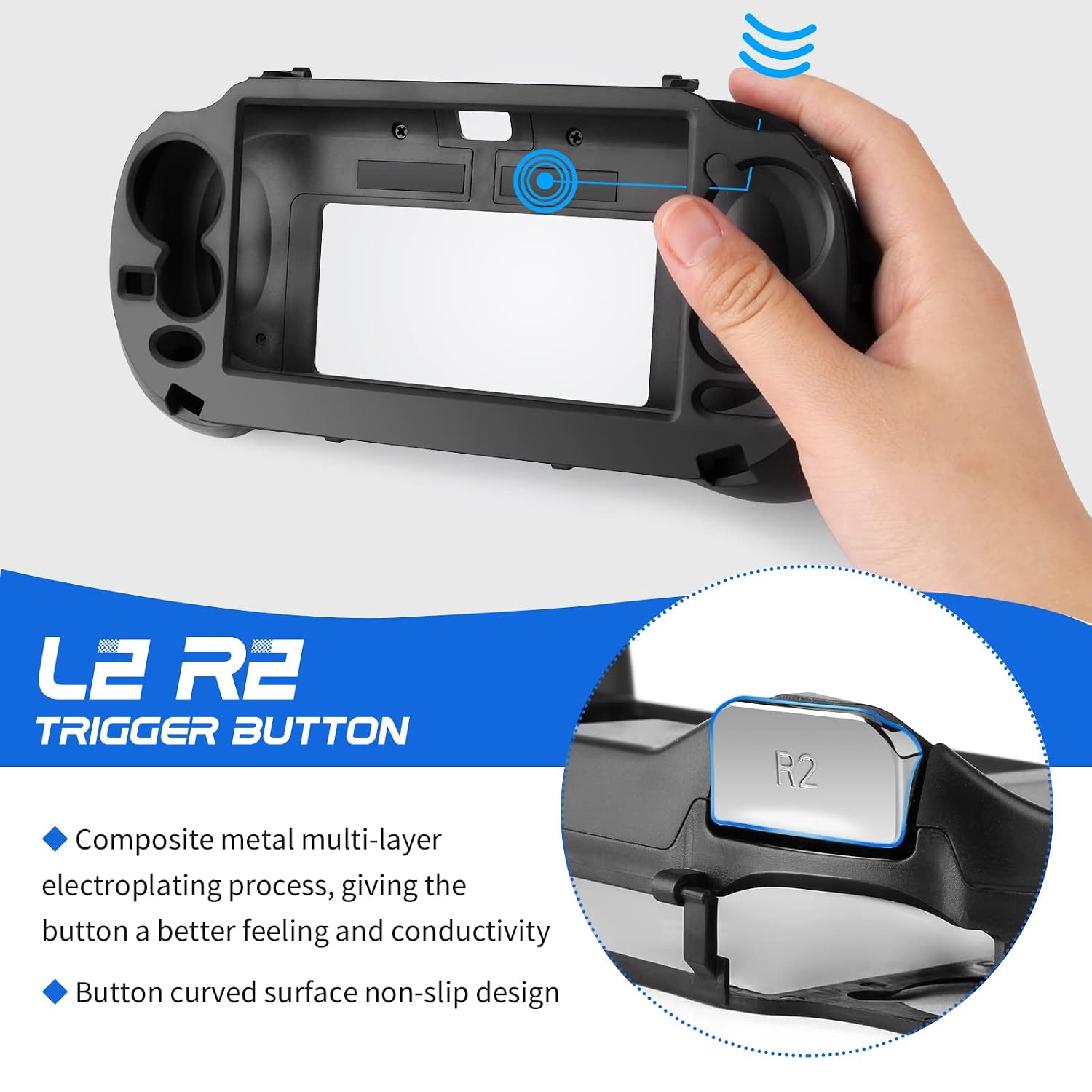 L2 R2 Trigger Hand Grip Shell Controller Protective Case for Sony Playstation PS Vita 1000 Black by COLOR TREE