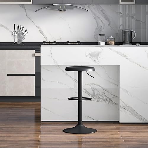 Miniatura 9 de Brage Living Taburete de bar ajustable, taburete de bar giratorio redondo de metal con elevador de aire, silla de barra de altura de mostrador sin