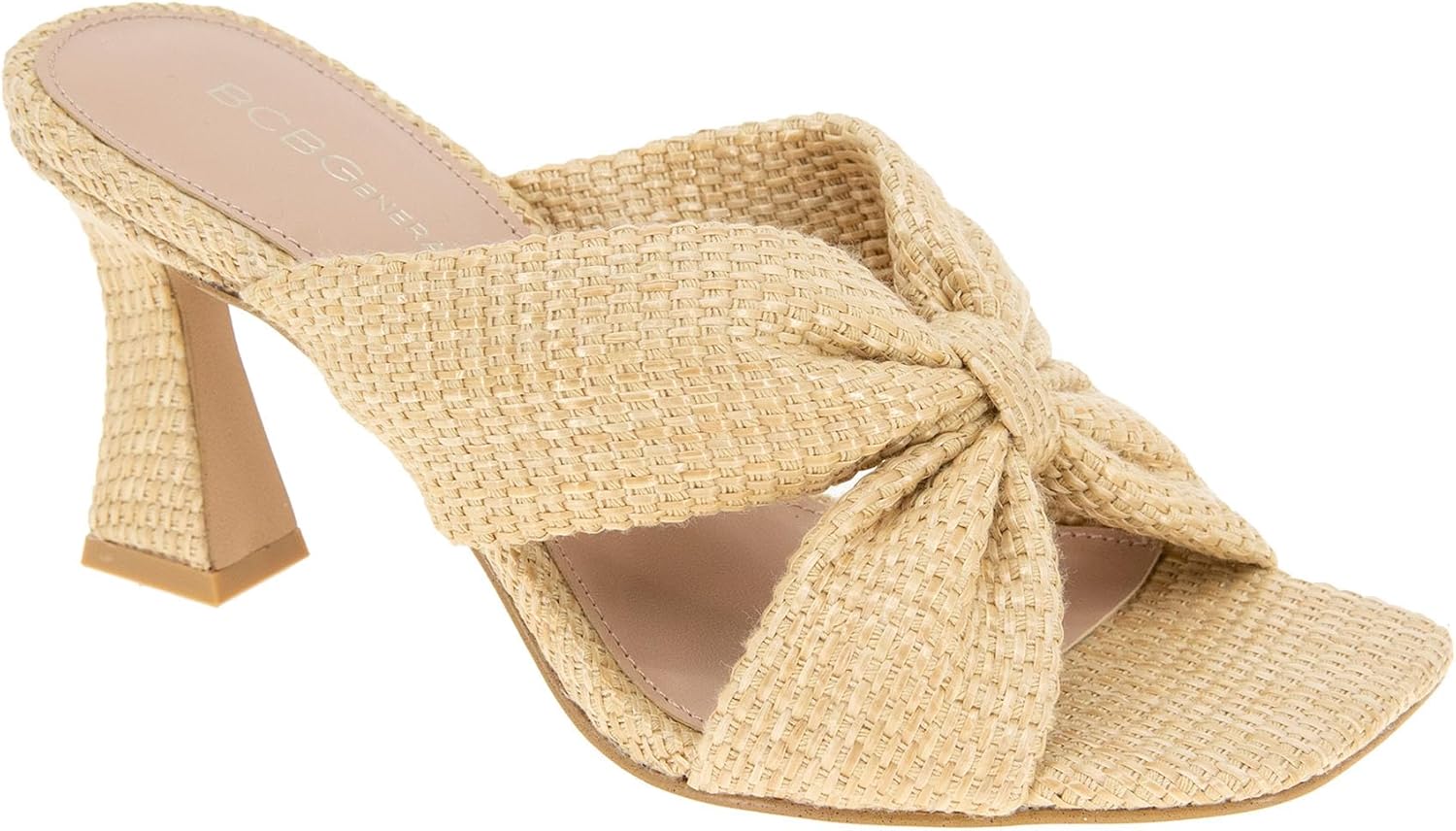 Sandales BCBGeneration Rooba - Mules Talon Femme - Raphia Et Semelle Rembourrée
