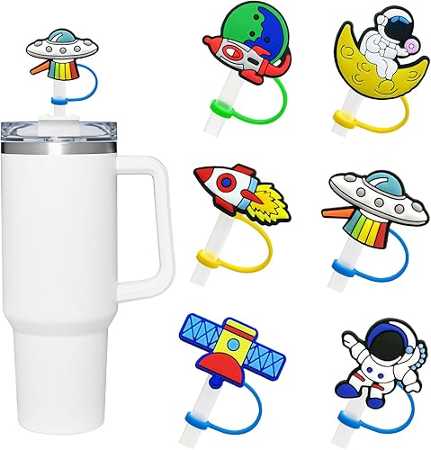 6 fundas de popote de silicona para copa Stanley, fundas reutilizables para popotes, cubiertas de paja a prueba de polvo (rosa)