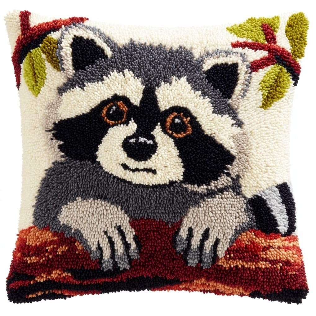 AxiangziK DIY Latch Hook Pillow Kits for Adults,Cute Raccoon