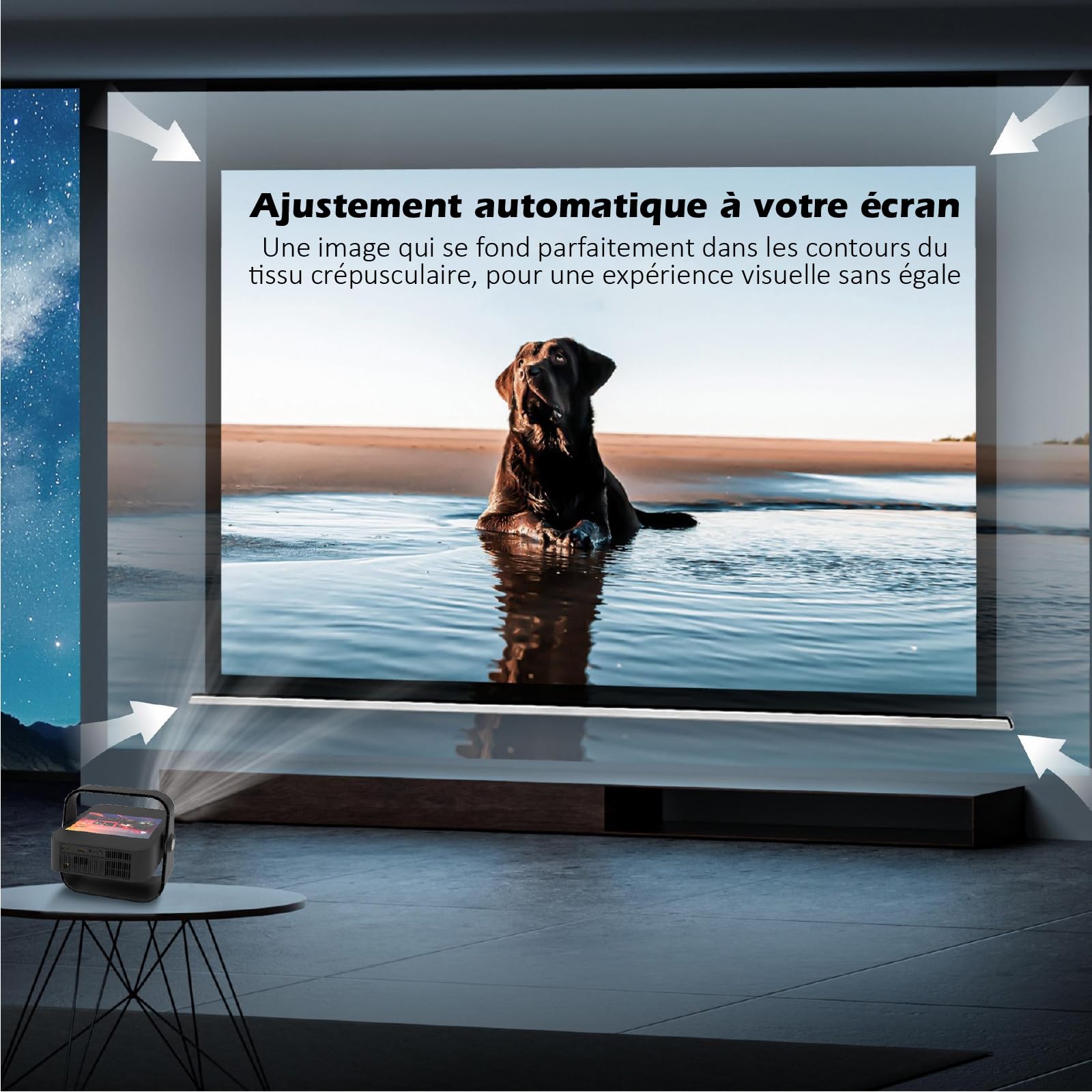 Beamer Ultra HD 4K Android 9 mit 17,8 cm (7 Zoll) KYF Touchscreen, 4K, 6000 Lumen, WLAN 6, Bluetooth 5.1, Autofokus