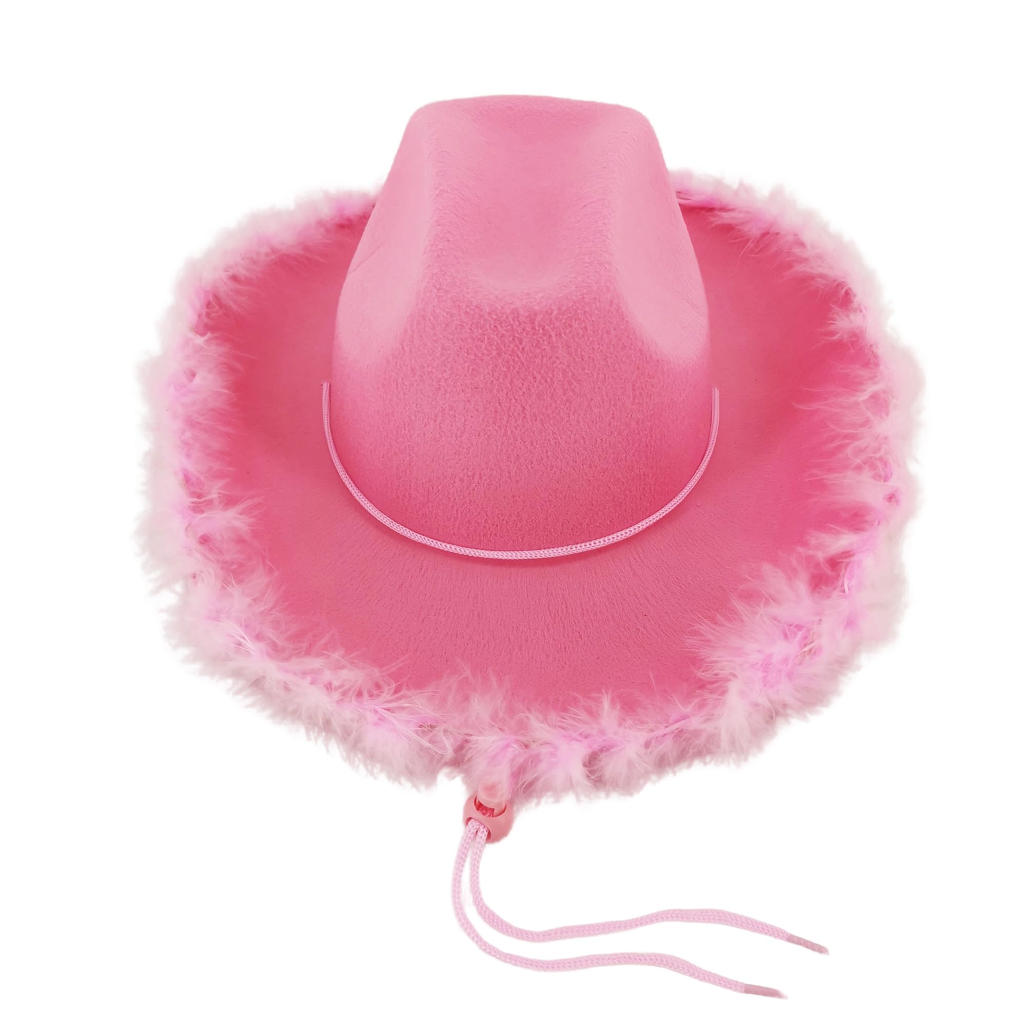 Pohotobooth Props Ltd Western Cowboy & Cowgirl Hats – One Size Fits Most – Perfect for Rodeos, Costumes, Festivals, Parties & Country-Themed Outfits (Pink Feather Trim)