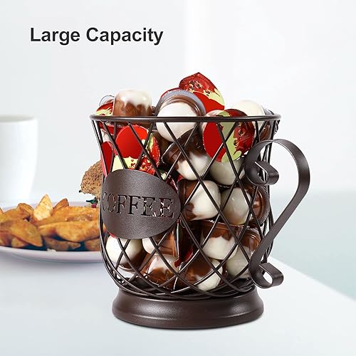 Miniatura 6 de Paquete de 3 soportes organizadores de cápsulas de café con tapete para tazas y paño suave, soporte para cápsulas de gran capacidad, cesta de