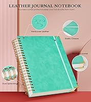 Vista 2 de Spiral Notebook Journal 8.5” x 11”, 300 Pages Hardcover Leather Lined Journals for Women Men, A4 Large College Ruled Notebooks with 100 GSM Thick