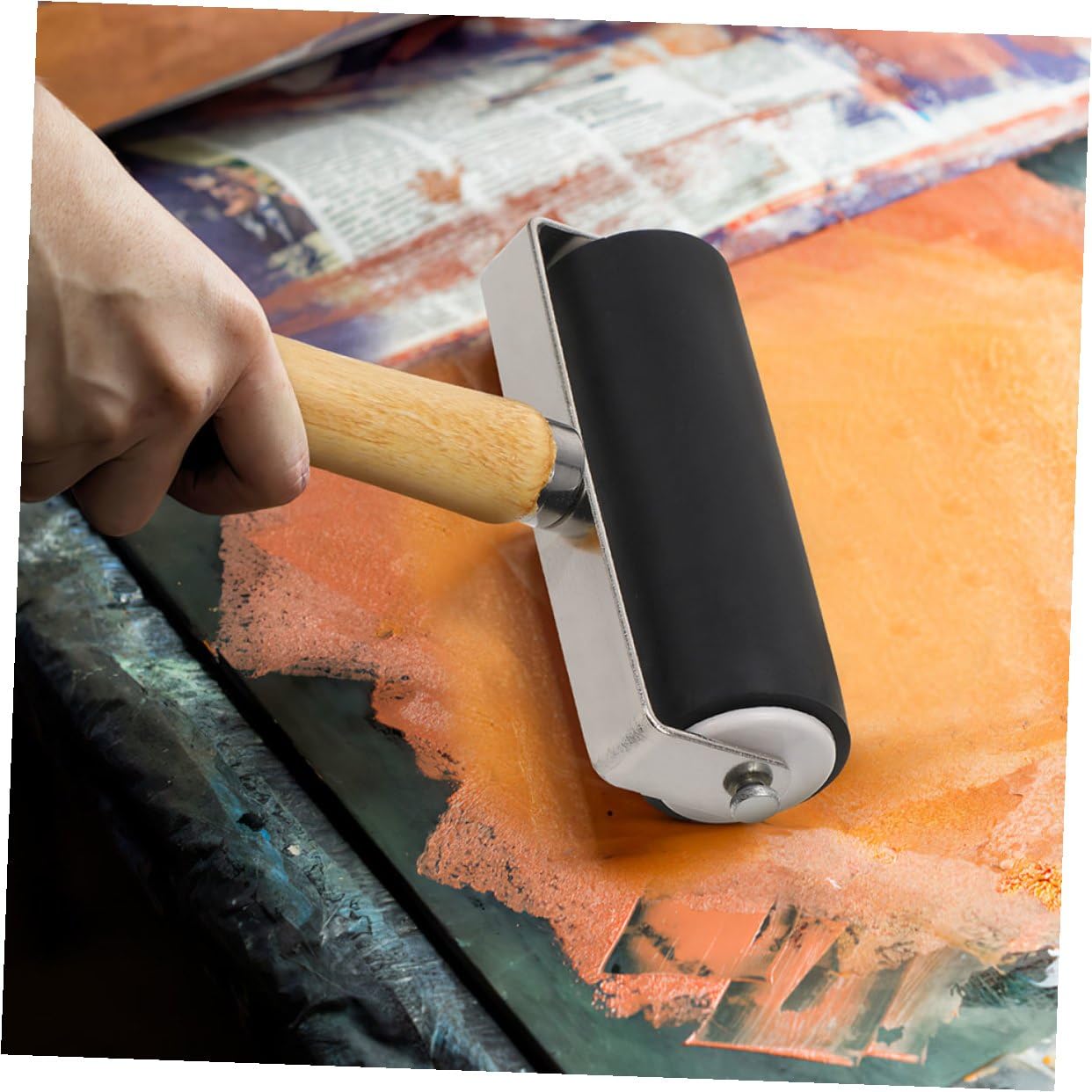 Mipcase 4pezzi Rullo Brayer in Plastica per Lavori Artigianali Stampa e Applicazione di Inchiostro Applicatore di Colla per Pittura e Progetti Grafici