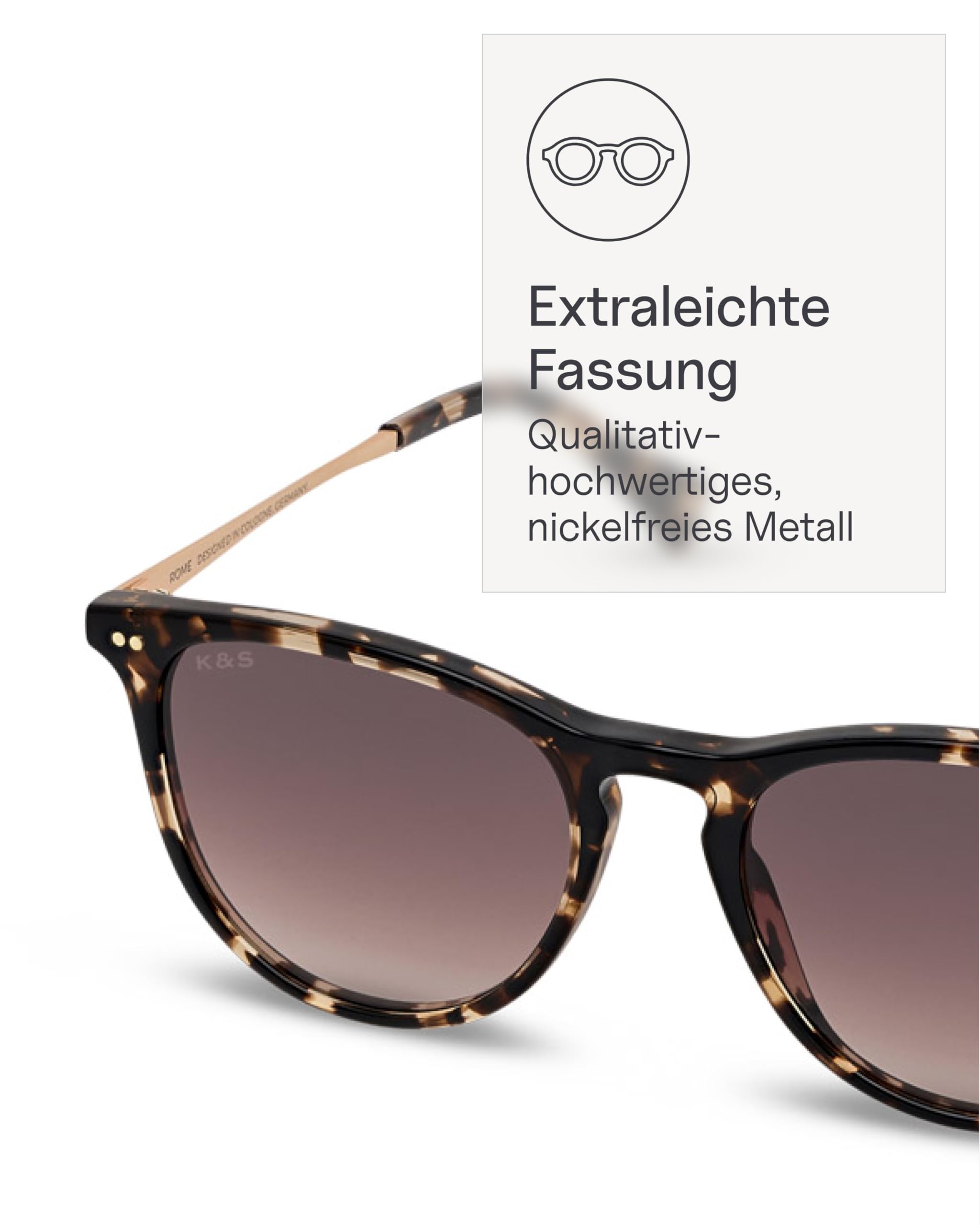 Kapten & Son Sonnenbrille Rome | Sonnenbrille Damen Schmal mit Sonnen- und UV-Schutz | Für schmale bis mittlere Kopfgrößen | Stylische, runde Gläserform | Goldene Akzente | hochwertige Materialien