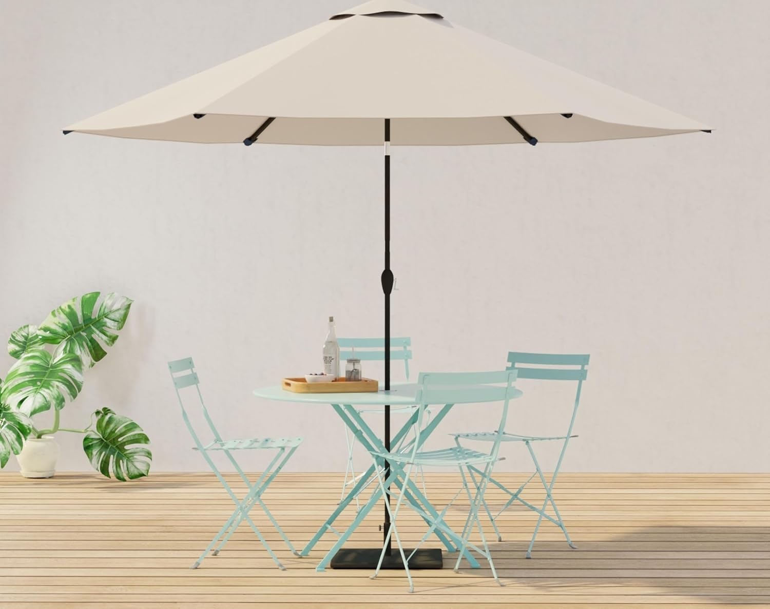Carolina Chair & Table Round Folding Outdoor Bistro Table with 2" Umbrella Hole - Space Saving Fold Flat Design, Powder Coated Steel Patio Dining Table - Weather Resistant Garden Furniture(Teal,36")