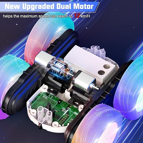 Miniatura 4 de Coches de acrobacias de juguete a control remoto de 82.4 F, Monster Trucks de control remoto 4WD 2.4Ghz RC Rock Crawler con faros, luces de rueda,