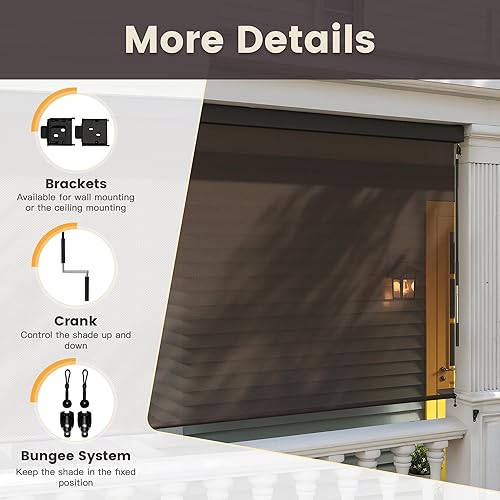 Miniatura 3 de VICLLAX Persiana enrollable para exteriores de tela de PVC de alta calidad, funciona con cenefa protectora de aluminio para porche, patio, pérgola,