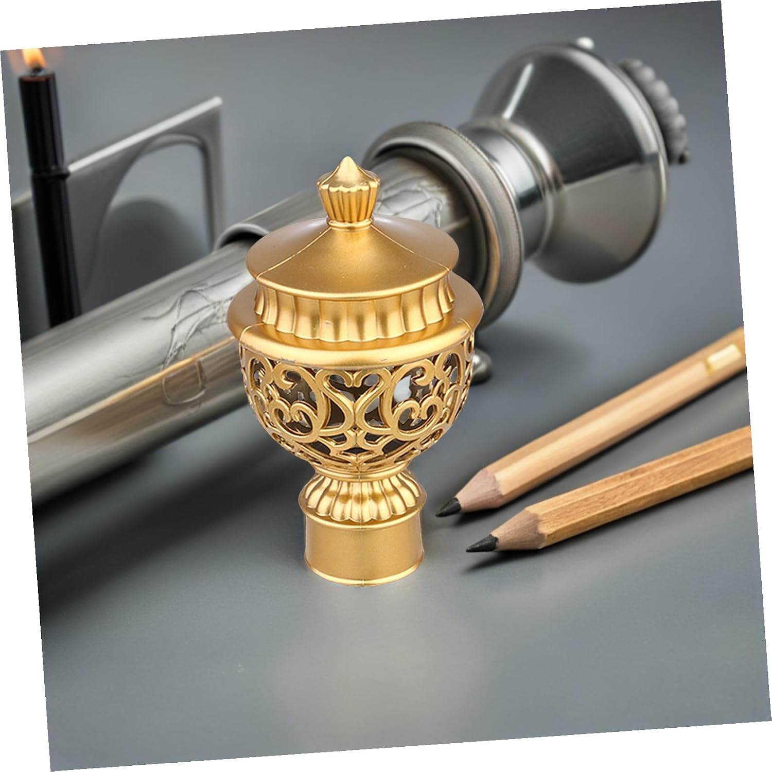 10pcs Decorative Curtain Rod End Caps Roman Style Curtain Finials Iron Pole Ends for Home Window Treatment Accessories