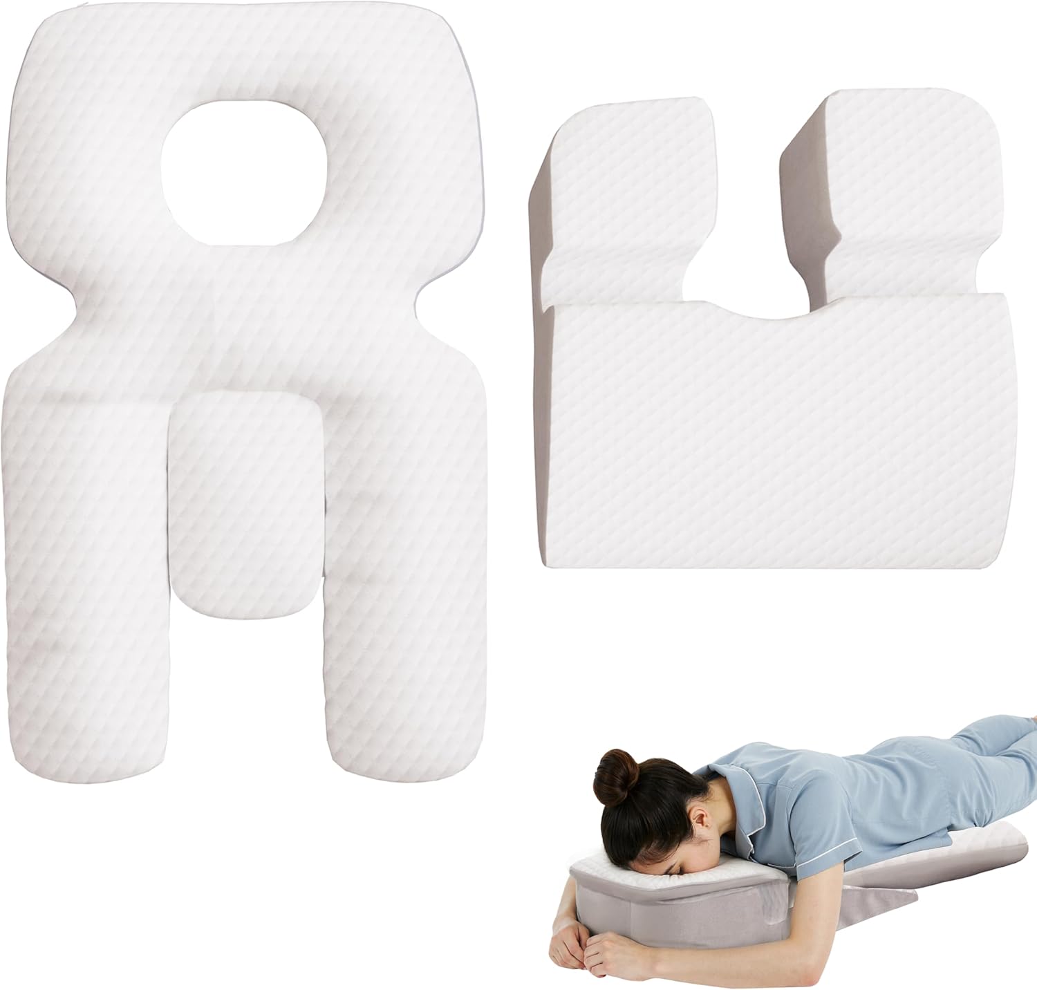 Face Down Pillow Massage Headrest for Bed, BBL Pillows After Eye Surgery, Stomach Sleeping Pillow, Suitable for Naps and Spinal Massage with Memory Foam