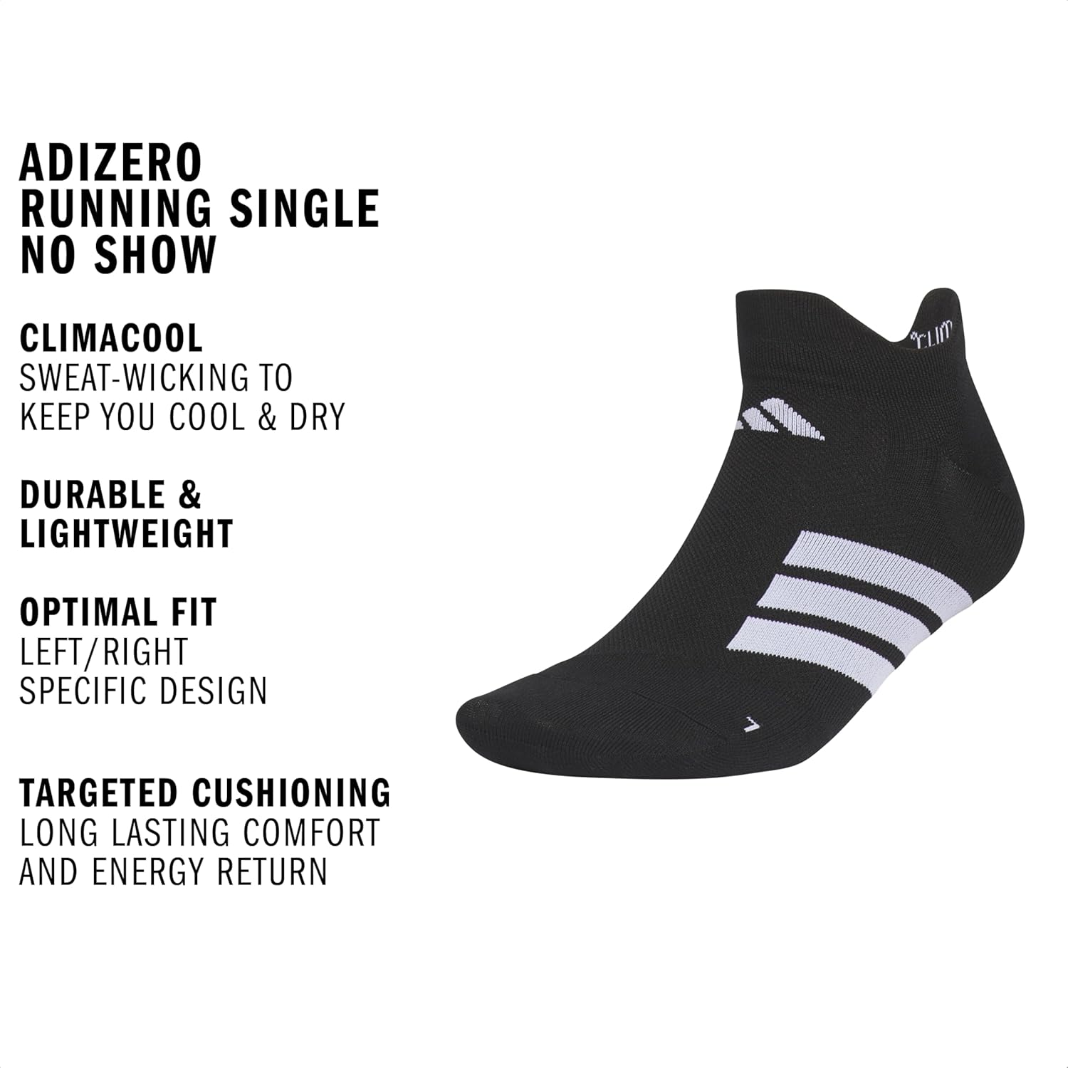 adidas Unisex Adizero Running No Show Socks (1 Pair) Performance & Training - Image 3
