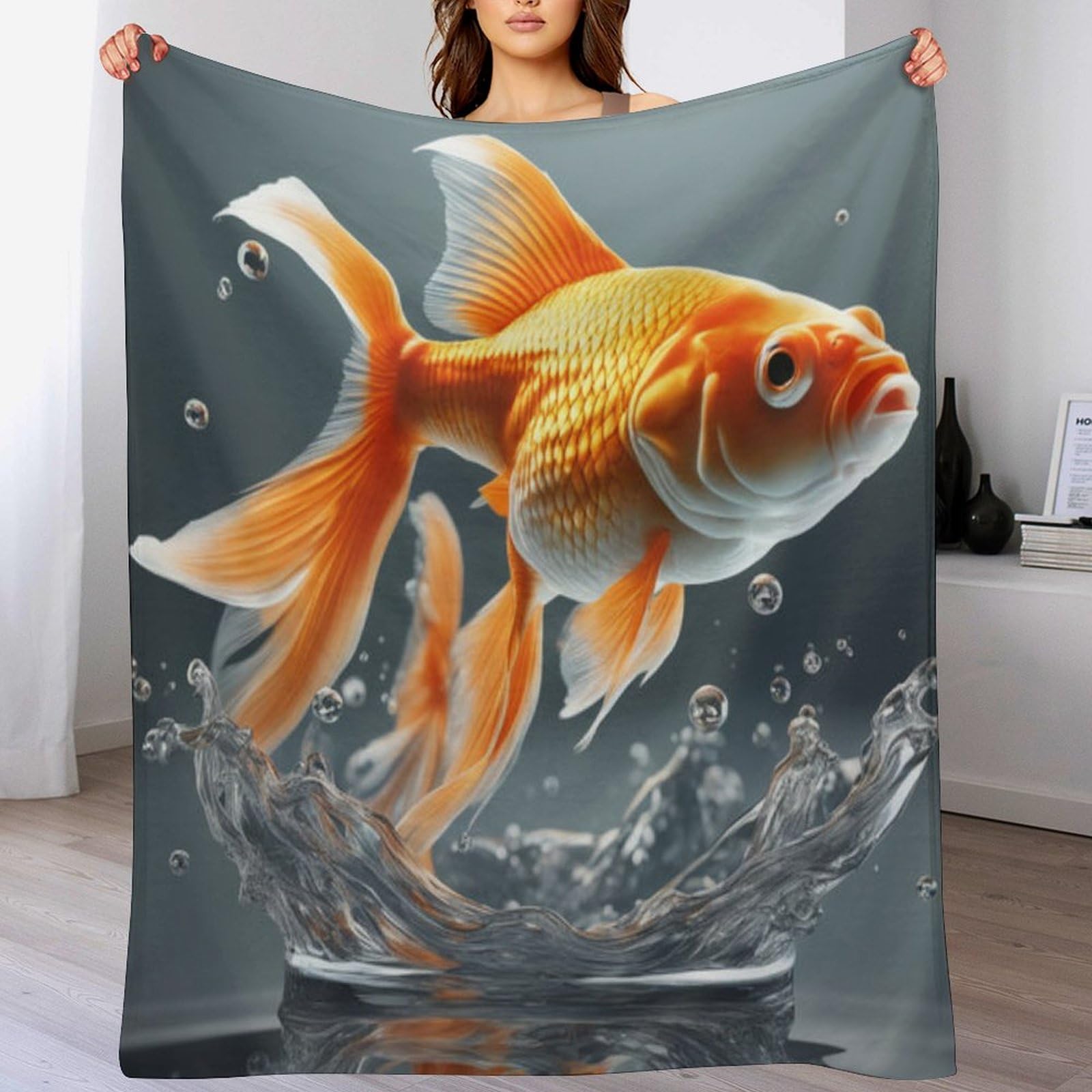 Manta de franela para sofá de peces manta suave multiusos de 130x150 cm