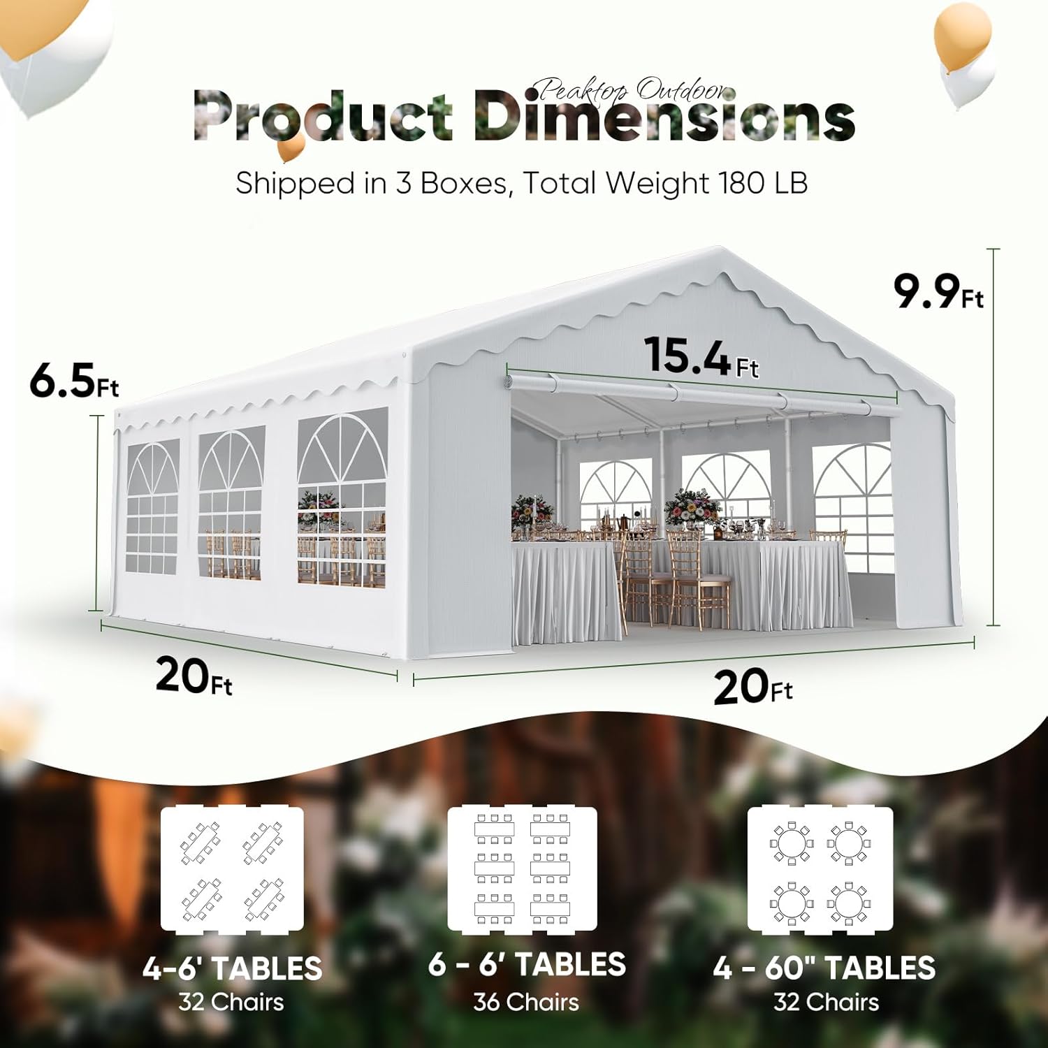 20x20 Heavy Duty Party Tent Upgraded Galvanized Wedding Outdoor Gazebo Event Shelter Carport Canopy with 2 Storage Bags & Reinforced Frame