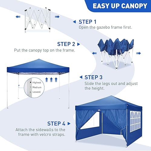 Vista 40 de Tienda de campaña desplegable de 10 x 20 pies con paredes laterales, tienda de campaña resistente al aire libre con 4 bolsas de arena y bolsa
