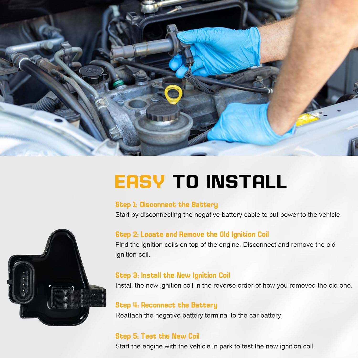 QYL Pack of 8 Ignition Coils Replacement for Avalanche Silverado Suburban Tahoe Topkick Savanna Sierra Yukon 1999-2009 4.8L 5.3L 6.0L 8.1L H6T55171ZC 3859078 C1208 UF-271