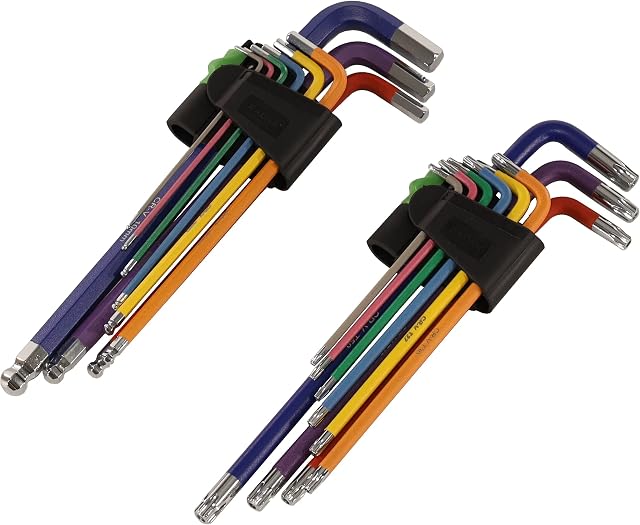 18 Piece Extra-Long Arm Ball Point Hex Key Set and Security TRX-Star* Set - Twin Pack