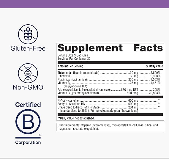 Metagenics Ceralin Forte - Comprehensive Brain Health & Energy Metabolism Support* - with B Vitamins, Acetyl-L-Carnitine, N-Acetylcysteine & Niacin - Non-GMO, Gluten-Free - 90 Capsules