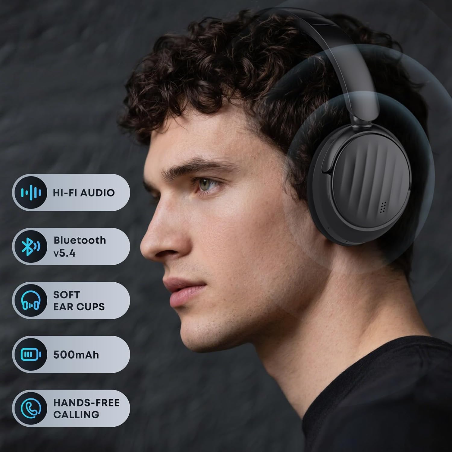 Close-up of the MMWOWARTS H2 headphones' foam earcup, highlighting its soft texture and comfort-focused design.