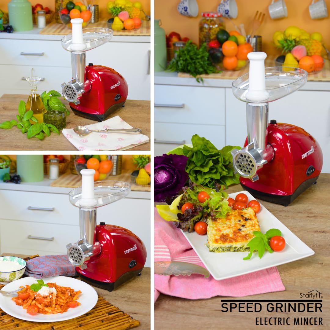 Starlyf Speed Grinder – Tritacarne Elettrico Compatto e Potente per Carne Macinata, Hamburger, Polpette, Polpettone, Salsicce, Uso Domestico