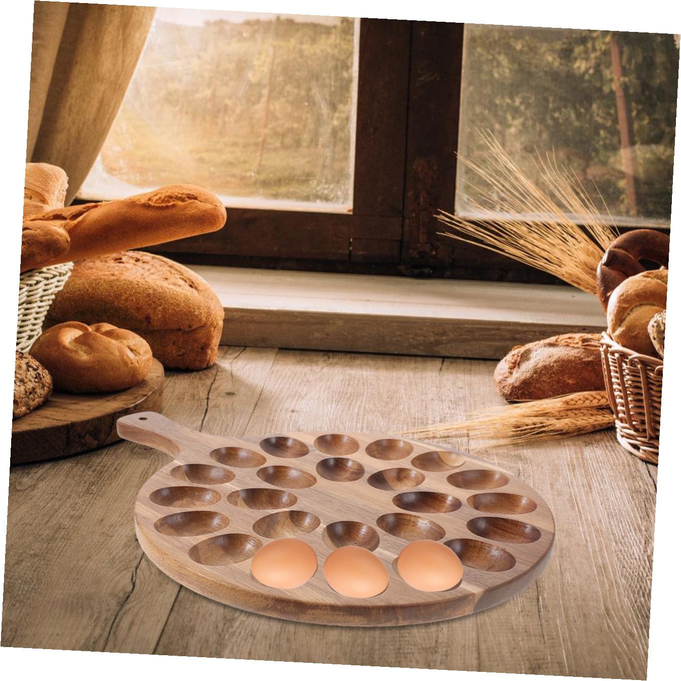 GARVALON Wooden Deviled Tray Creative Holder for Easter Celebrations Practical and Design