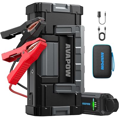 AVAPOW 6000A Car Battery Jump Starter Portable (12V DC Output for All Gas or up to 12L Diesel), Jump Box for Car Battery with USB3.0 Power Bank, Jump Pack with SOS Bright Light