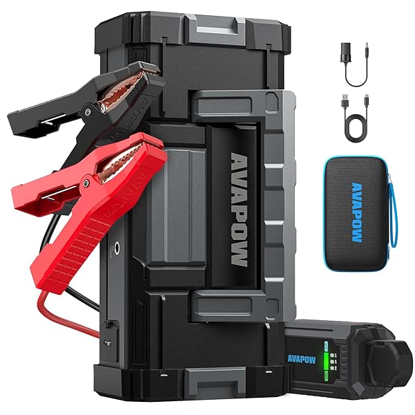 AVAPOW 6000A Car Battery Jump Starter(for All Gas or up to 12L Diesel) Powerful Car Jump Starter with Dual USB Quick Charge and DC Output,12V Jump Pack with Built-in LED Bright Light