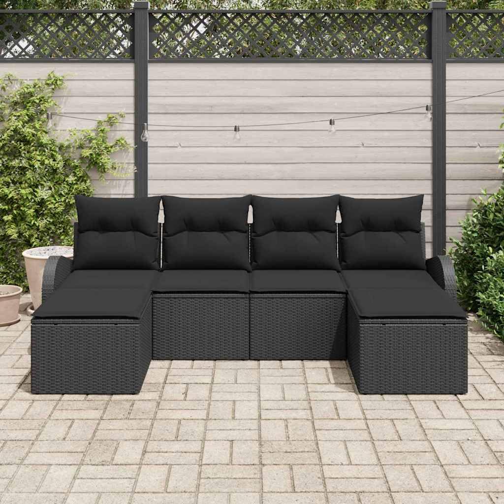 Modułowy zestaw sof polirattan ogrodowy odporny na UV czarny 234x117x85 cm