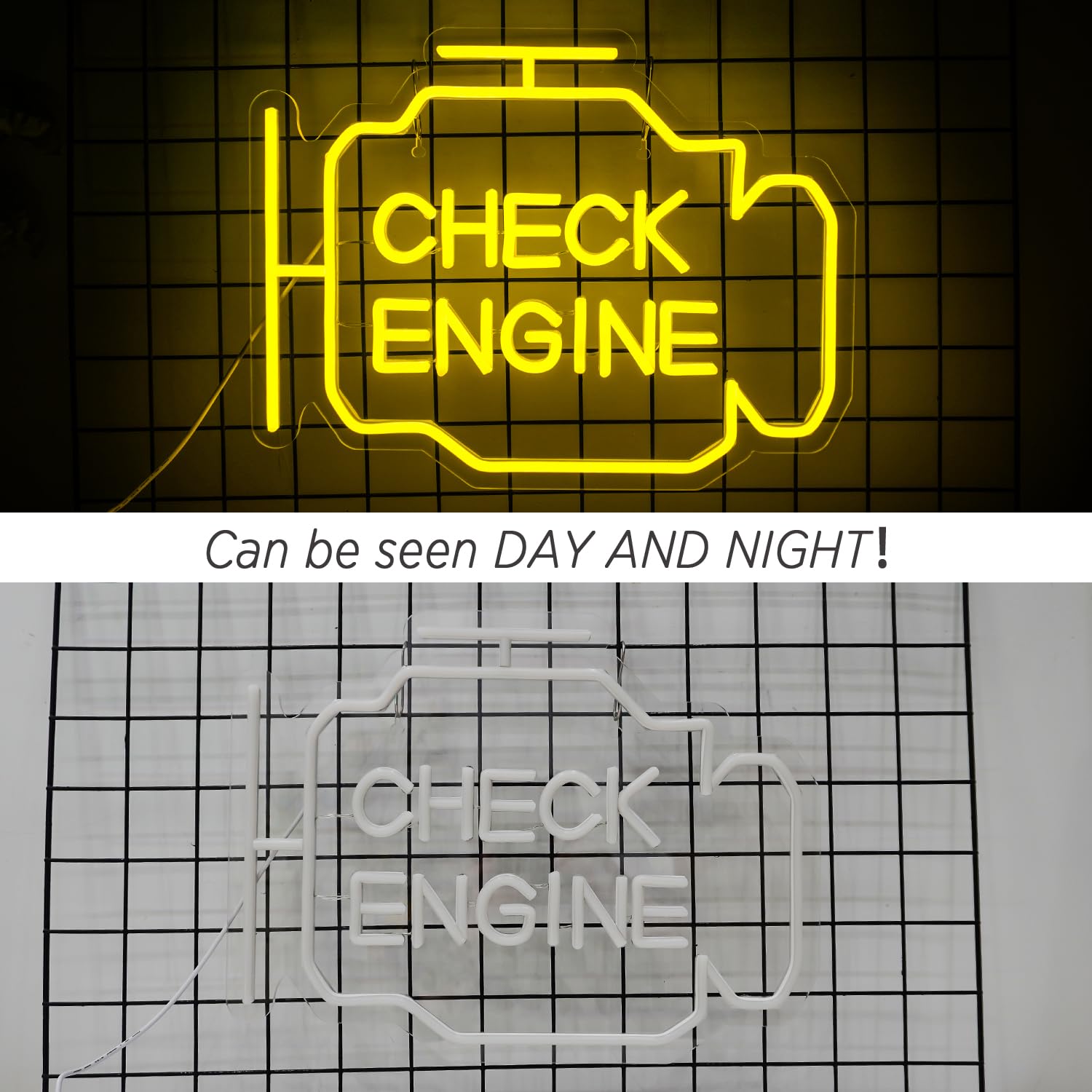 Horseneon Insegna al neon del motore di controllo Insegne a LED per garage Insegne luminose per officina di riparazione auto Insegna al neon gialla per officina di riparazione garage a parete