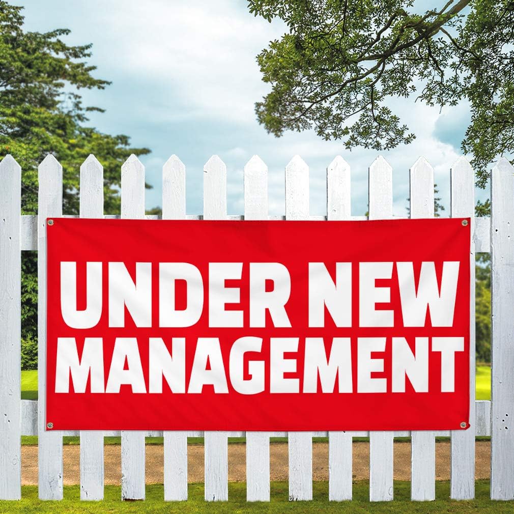Vinyl Banner Multiple Sizes Under New Management Advertising Printing W Business Outdoor Weatherproof Industrial Yard Signs Red 4 Grommets 16x40Inches
