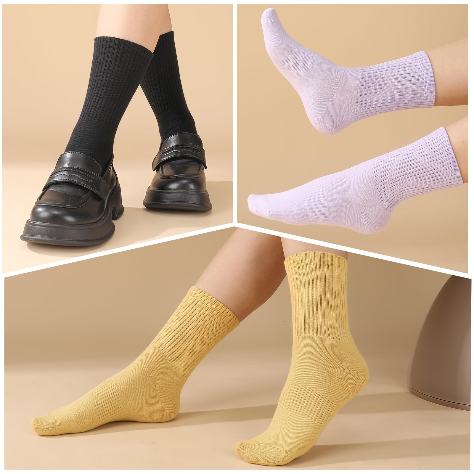 Zuimei Lot de 8 paires de chaussettes colorées pour femme - Pour le sport, la gym, les loisirs - Chaussettes décontractées - Chaussettes en coton